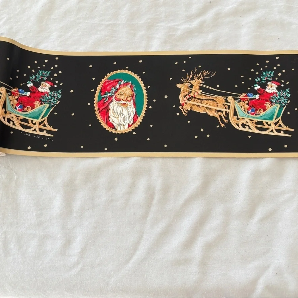 VTG Victorian Holiday Christmas Santa Wallpaper Border Self Adhesive 2 Rolls 5